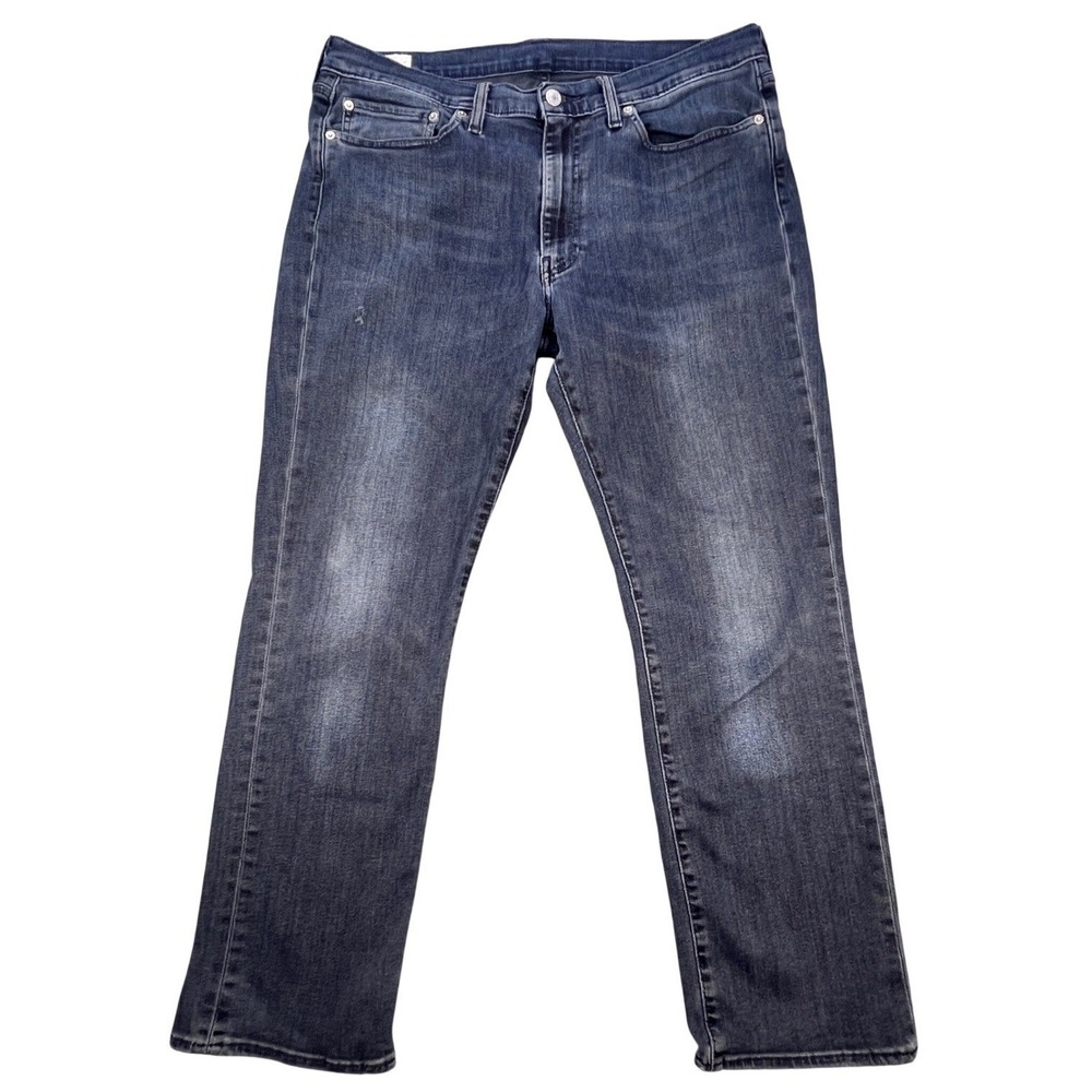 Levi's Blue 514 Straight Fit Distressed Stretch Denim Jeans Men 36x30